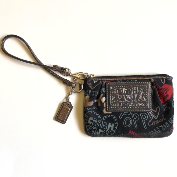 Coach Poppy Limited Edition Grafiti Black Wristlet - Picture 1 of 10